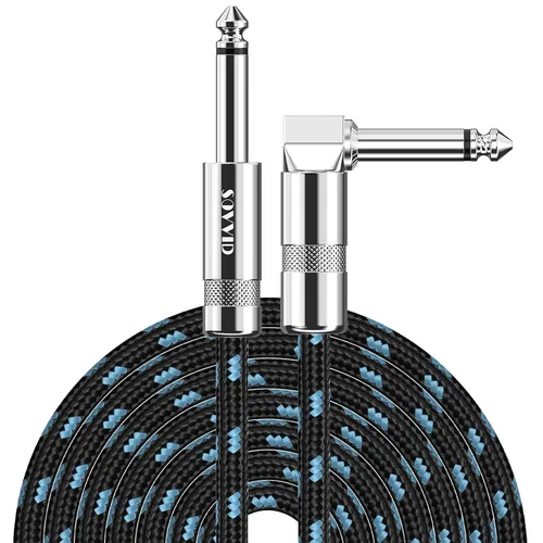 Vista 25 de Cable de Guitarra de 6 Pies Cable de Instrumento para Guitarra Eléctrica y Bajo, Teclado - Cable AMP de Ángulo Recto de 1/4 Pulgada, Negro