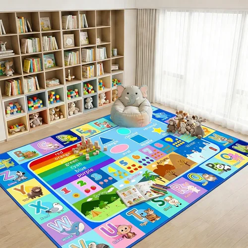 Vista 16 de Alfombra infantil para sala de juegos, dormitorio, 2.5 x 4 pies, alfombra educativa ABC para aula, guardería, alfombra antideslizante de aprendizaje