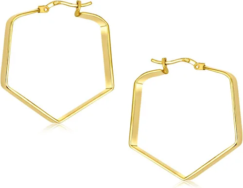 Vista 2 de Aretes de aro grandes personalizados de tubo cuadrado plano redondo grande para mujer, plata de ley 925, poste con muescas con bisagras, 1.25-1.65