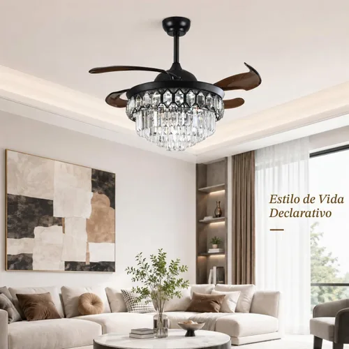 Vista 9 de Ventilador de techo de cristal moderno Fandian de 42 pulgadas con luces 3 - Capa de cristal