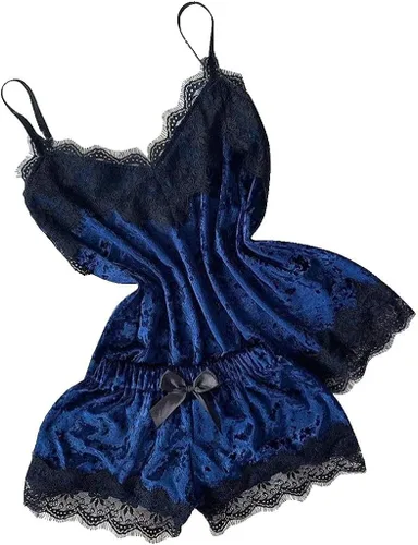 Vista 4 de Youmymine Ropa de dormir sexy de satén de encaje para mujer ropa interior de tentación