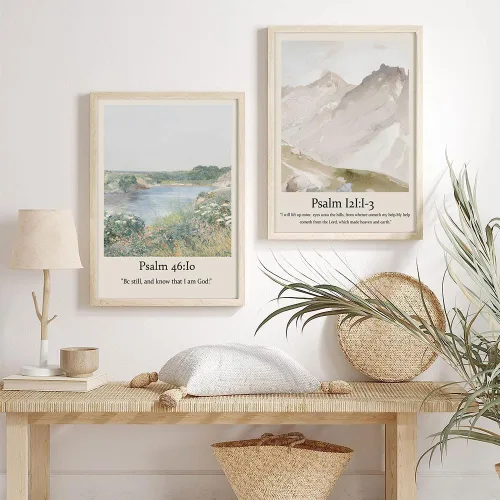 Vista 4 de Juego de 6 imágenes de Jesús cristiano con versículos bíblicos, arte de pared, Salmos, Escrituras, galería, impresiones religiosas, arte de pared