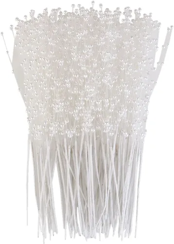 Vista 4 de ULTNICE 100 perlas blancas para manualidades, cuerda de perlas artificiales falsas, palitos decorativos para ramo de flores, centro de mesa de boda