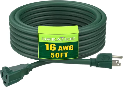 Vista 20 de Cable de Extensión de 6 Pies, Cables Eléctricos Impermeables para Exteriores 16/3 SJTW Negros, Cable de Energía de 13 AMP con 3 Clavos Ideal