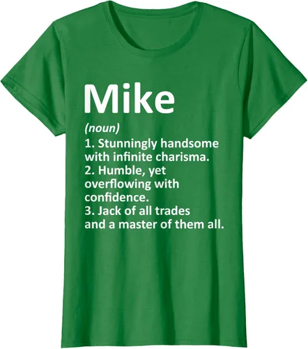 Vista 38 de MIKE Definition - Camiseta divertida para regalo de cumpleaños con nombre personalizado, Negro, S