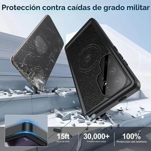 Vista 4 de ANTSHARE Funda impermeable IP68 para Samsung Galaxy S24 Ultra, compatible con MagSafe, protector de pantalla y lentes integrado, protección