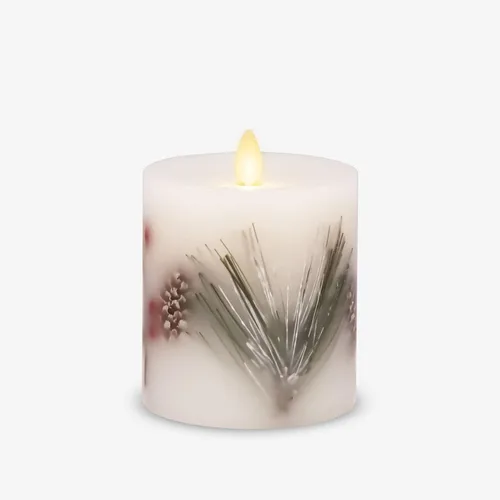 Vista 13 de Luminara Vela LED sin llama, de cambray suave, incrustada en concha y estrella de mar, pilar de llama móvil, cera real sin perfume con borde