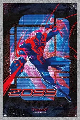 Vista 16 de Marvel Spider-Man: Across the Spider-Verse - Póster de pared de Spider-Man 2099, 22.4 pulgadas de largo x 14.7 pulgadas de ancho, versión enmarcada