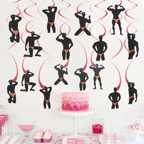 Vista 5 de 30 piezas de decoración de espirales colgantes para despedida de soltera, suministros de fiesta de despedida de soltera de oro rosa, decoración