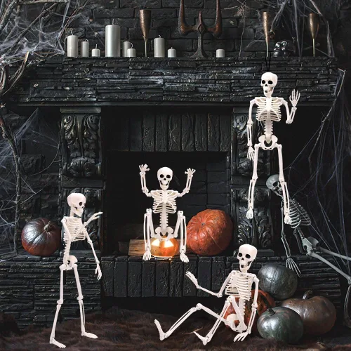 Vista 4 de XIMISHOP 5 piezas de decoración de esqueleto de Halloween, esqueleto colgante de cuerpo completo de 16 pulgadas con articulaciones movibles