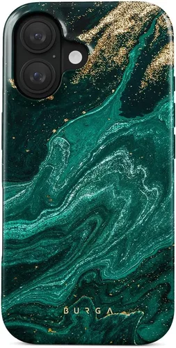 Vista 32 de BURGA-Funda p/teléfono compatible c/iPhone 14 Plus, carcasa rígida híbrida de 2 capas + Funda protectora de silicona, almendras latte a lunares