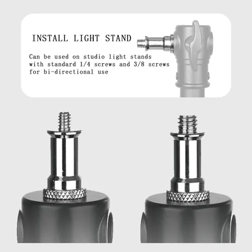 Vista 5 de KuuGuu Adaptador de trípode de tornillo roscado, convertidor de metal estándar de 1/4 a 3/8 pulgadas, adaptador de espiga para soporte de flash