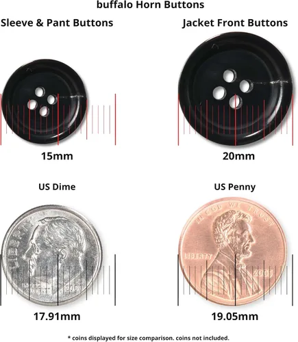 Vista 5 de ButtonMode Juego de 16 botones de traje de cuerno de búfalo con 4 botones que miden 0.787 in (3/4 pulgadas) para la parte delantera de la chaqueta