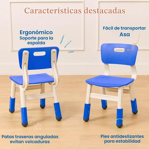 Vista 5 de ECR4Kids Silla ajustable para aula, asientos flexibles, color azul, paquete de 2