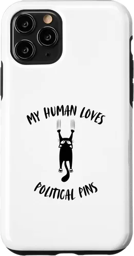 Vista 27 de iPhone 16 My Human Loves Political Pins - Cat Parent Hobby Lover Case