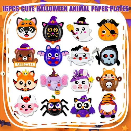 Vista 4 de Paquete de 16 Artes y Manualidades para Niños, Manualidades para Niños Pequeños, Kit de Arte con Platos de Papel de Animales, Regalo para Niños