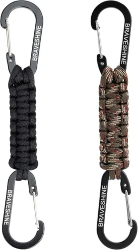 Vista 18 de BRAVESHINE Mosquetón de llavero con clip de paracord, gancho de anillo en D para lanyard, colgador para cochecito, llavero para botella de agua