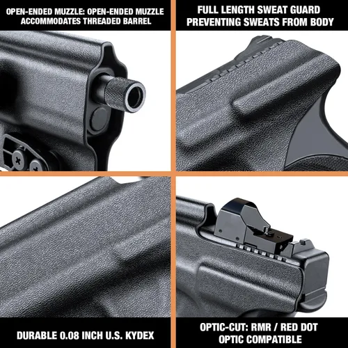 Vista 5 de PROUS Funda Kydex IWB Select para Echelon/Hellcat Pro/Hellcat, S&W Bodyguard 2.0/M&P 9/.40, Glock 17/19/43X MOS, Sig P365/P320 M17 M18, Taurus