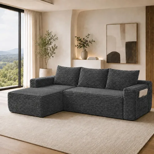 Vista 31 de Sofá deshuesado de 96 pulgadas, sofá modular en forma de L, color negro