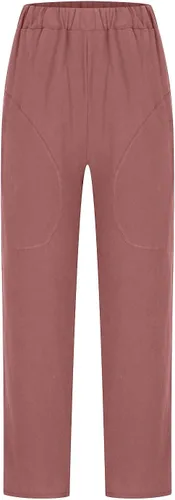 Vista 3 de SMIDOW Pantalones cortos de algodón y lino para mujer, de cintura alta, casuales, elásticos, pierna recta, con bolsillos
