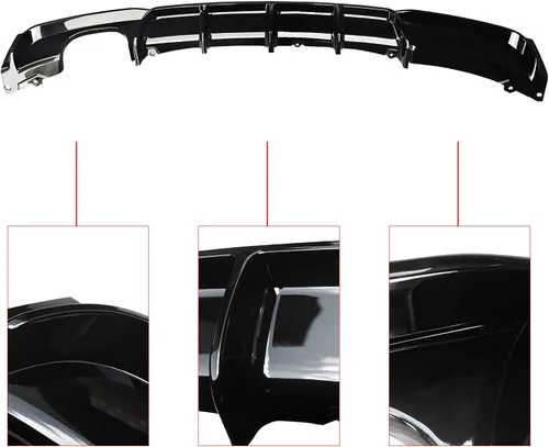 Vista 8 de NINTE Difusor trasero para BMW Serie 3 F30 F31 M Sport parachoques 2012-2018 2019 negro brillante izquierdo solo escape trasero parachoques labio