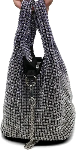 Vista 3 de GSYPS Bolso de mano con diamantes de imitación de cristal para mujer, bolso de mano brillante, bolso de mano de noche, bolso de mano para fiesta