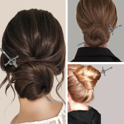 Vista 7 de 2 palillos para el cabello vintage para niñas, estilo chino, horquillas para cabello largo, accesorios para el cabello (negro)