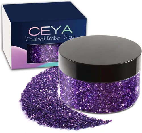 Vista 25 de Ceya - Conjunto de purpurina de vidrio irregular triturado en 32 colores, 640g/ 22.6 oz, chips de cristal metálico roto de 2-4mm, purpurina gruesa