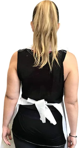 Vista 2 de KingSeal Disposable Poly Aprons, 28"x46", 0.8 mils thick, Individually Packed, White, Bib