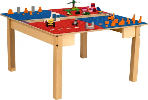 Vista 12 de Time-2-Play - Mesa de juego para niños, compatible con ladrillos Lego, madera contrachapada de abedul extra resistente, 35 pulgadas de ancho x 31