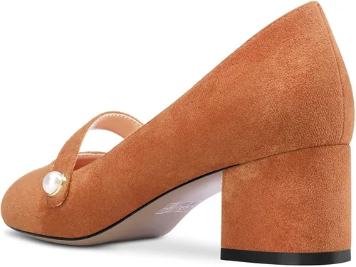 Vista 3 de Castamere Zapatos de tacón medio grueso para mujer, tacón redondo, sin cordones, para boda, fiesta, lindos tacones de 2.0 pulgadas