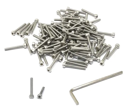 Vista 228 de iexcell Kit de tornillos de cabeza hexagonal de acero inoxidable 304, 100 unidades M2 x 0.157 in, paso de rosca de 0.016 in