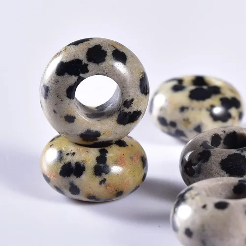 Vista 12 de Cuentas de piedra natural de agujero grande (0.23 a 0.236 pulgadas) pulidas Rondelle cuentas de piedras preciosas europeas para pulseras de dijes