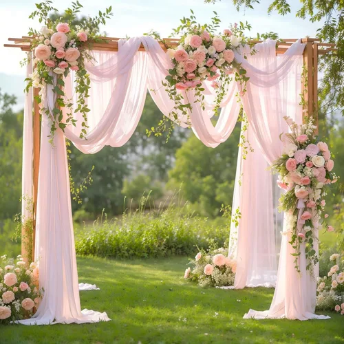 Vista 25 de Cortinas de telón de fondo transparentes para arco de boda de 28 pulgadas x 19 pies Negro