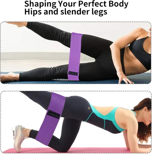 Vista 5 de Bandas de resistencia de ejercicio para piernas y glúteos, bandas de bucle de tela para yoga