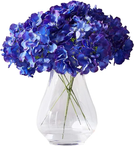 Vista 27 de Flores de hortensias artificiales rosa polvoriento, 10 cabezas de flores de seda de hortensia falsas para centros de mesa de boda, ramos de 10