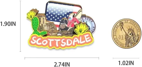 Vista 3 de USA Scottsdale - Imán de nevera con imán de madera 3D, monumentos de viaje, decoración coleccionable hecha a mano