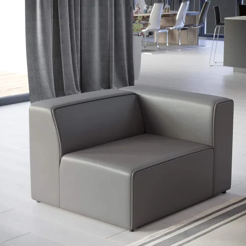 Vista 10 de Modway Mingle Sofá seccional de cuero vegano Silla con brazo izquierdo en gris