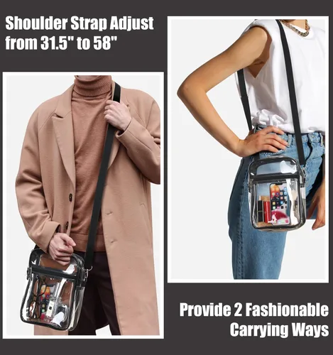 Vista 6 de MoKo Clear Bag Stadium Approved for Women, Crossbody Bag Purse Adjustable Strap Shoulder Bags for Concerts Sports Events