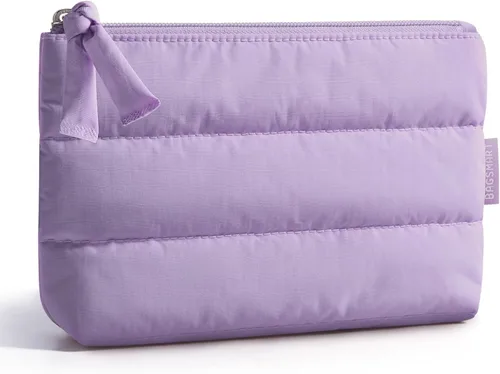 Vista 8 de BAGSMART Pequeña bolsa de maquillaje, neceser portátil esponjoso con cierre de cremallera con encanto, organizador de viaje resistente al agua