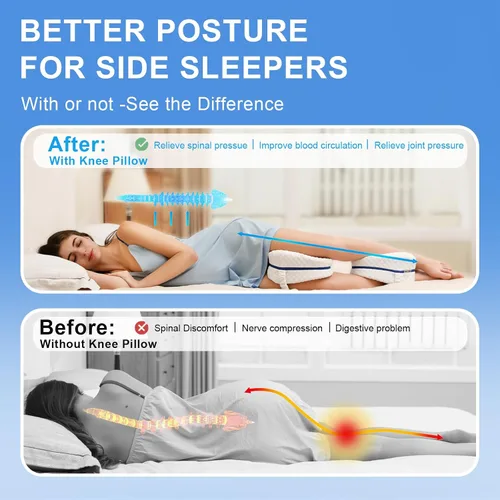 Vista 5 de BEAUTRIP Almohada de rodilla para dormir de lado, almohadón de espuma viscoelástica con contorno de cuña, cojín de apoyo con funda lavable