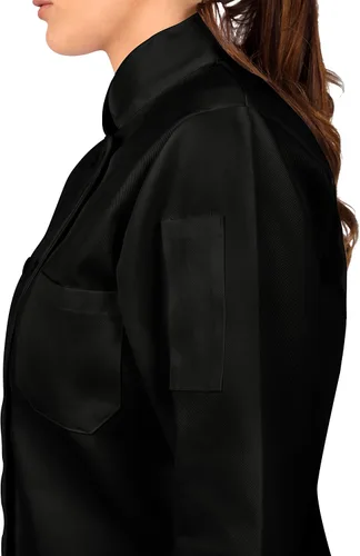 Vista 5 de KNG - Abrigo de chef para mujer, color negro