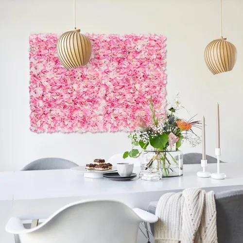 Vista 8 de U'Artliens - Juego de paneles de pared de flores, telón de fondo de pared artificial de 24 x 16 pulgadas, panel floral de hortensias de seda 3D