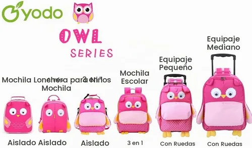 Vista 7 de yodo Bolsa de almuerzo aislada para niños con etiqueta de nombre, búho