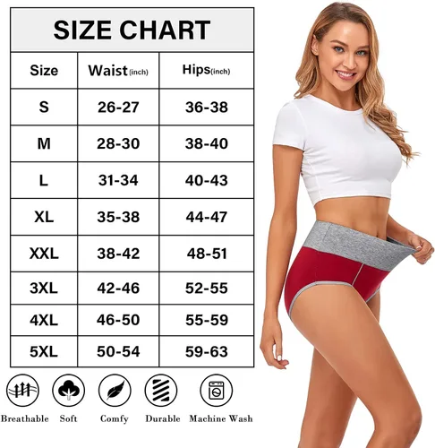 Vista 6 de CULAYII Ropa interior de cintura alta para mujer, de algodón, sin muffins, cobertura completa, suave, elástica, paquete de 5