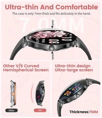 Vista 8 de LIGE Reloj inteligente ultrafino para mujer (respuesta/hacer llamadas), reloj inteligente con pantalla de 1.43 pulgadas con frecuencia cardíaca