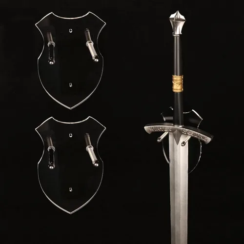 Vista 9 de Soporte de pared vertical de acrílico negro para espada, soporte para espada para 1 espada, katana o hacha, soporte resistente para espada