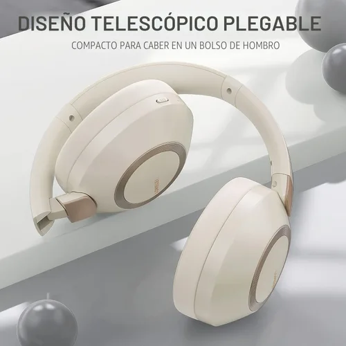 Vista 3 de LORELEI B-C6 - Auriculares inalámbricos sobre la oreja, auriculares Bluetooth plegables y ligeros de 50 horas de reproducción, graves profundos
