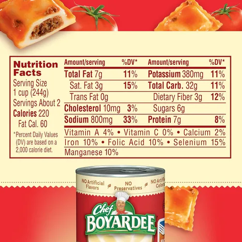 Vista 2 de Chef Boyardee - Mini Ravioles de carne de res, pasta para microondas, comida enlatada, 15 oz.