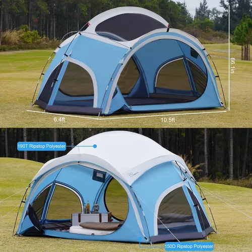 Vista 2 de Vidalido Tienda de campaña para 3 a 4 personas con 2 puertas de malla grandes, 4 ventanas de malla, tienda familiar de doble capa, impermeable